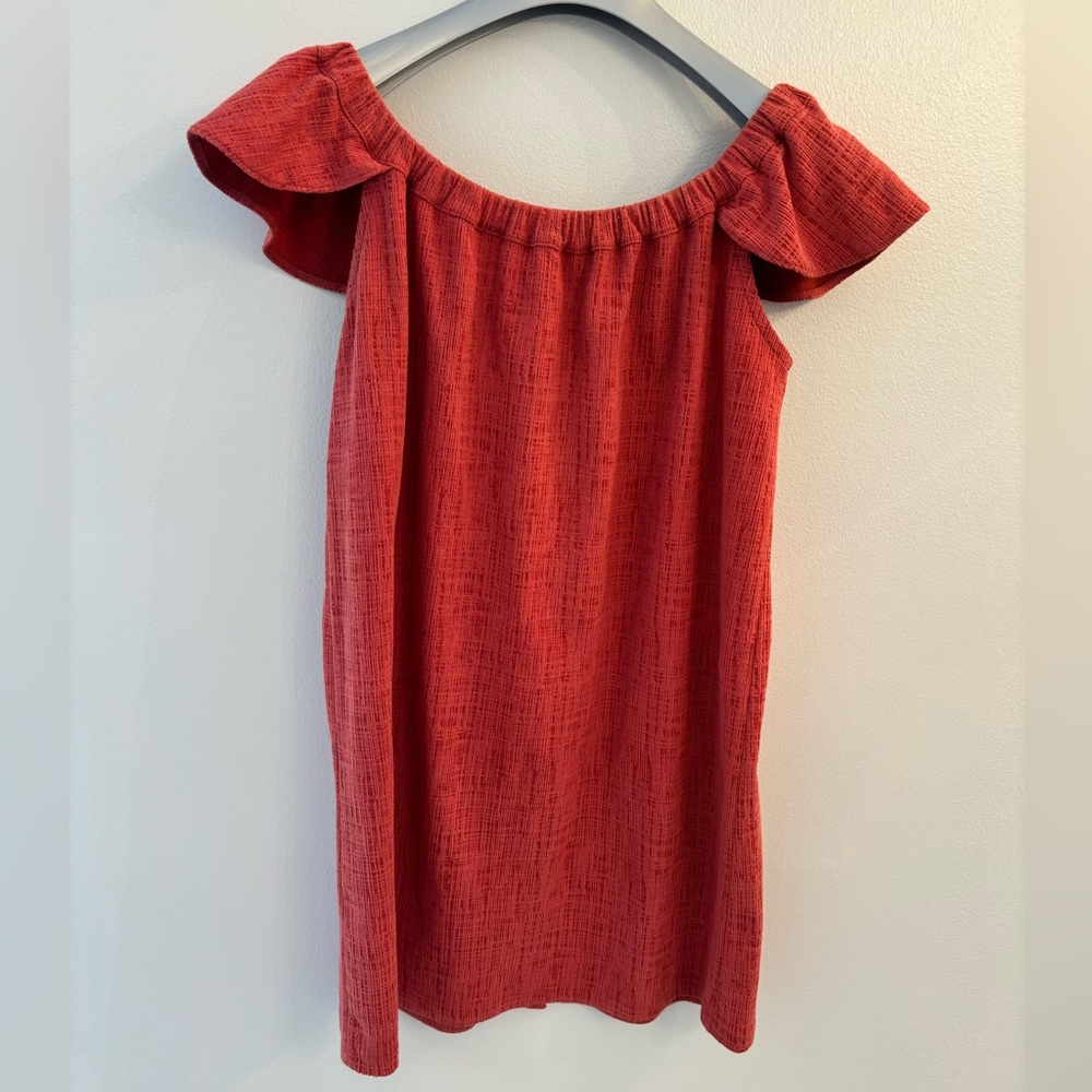 Madewell Eloise Off the Shoulder Flutter Sleeve Mini Dress Rust
